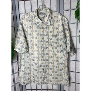 Columbia Mens Shirt  Button up geometric Print  Blue Vertex Short Sleeve XL